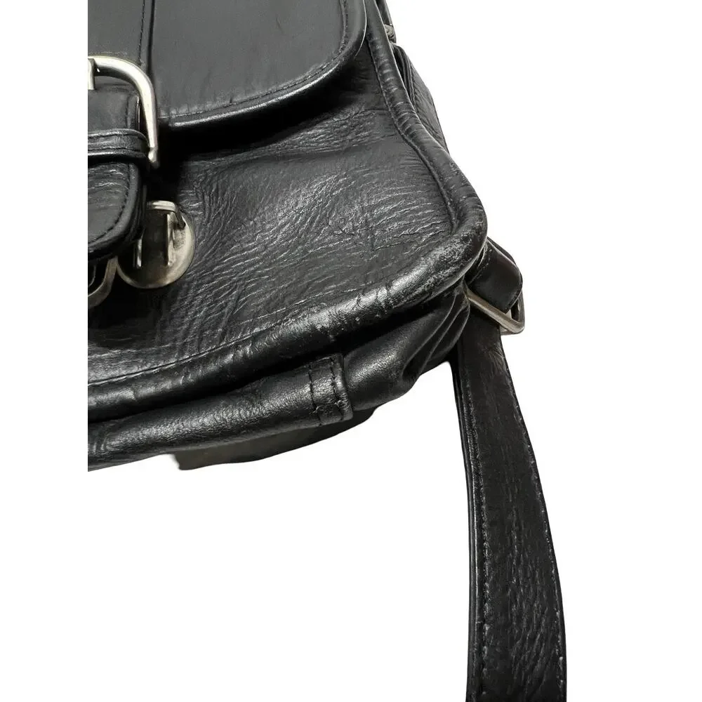 Vtg Kenneth Cole Reaction Black Leather laptop briefcase Messenger Work bag